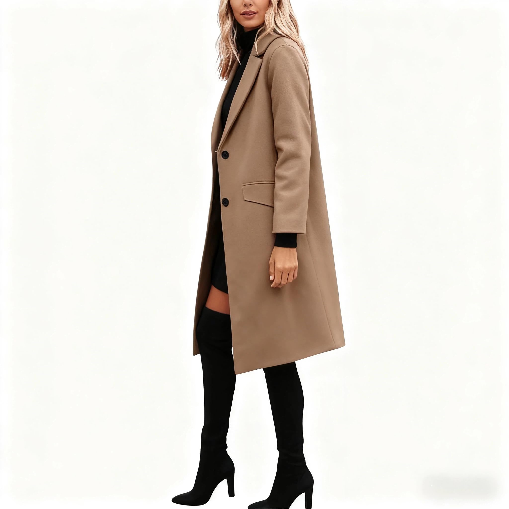 Generico Cappotto Di Lana Da Donna Giacca Invernale In Misto Lana Monopetto Lungo Cappotto Da Pisello Spesso E Caldo Soprabito Da Donna Elegante Antivento Da Lavoro
