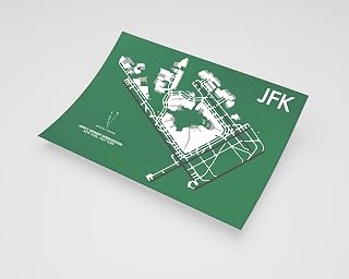 MG Global Modern Poster of John F Kennedy Intl Colorful Airport Jfk 2 | 11x17 12x18 16x24 24x36 Minimal Unframed Print | Minimalism Wall Art Gift | Minimalist Home Office Decor