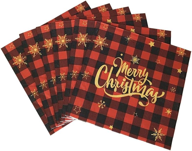 クリスマスナプキン 2層 レッド ホワイト ブラック クリスマステーマ ゲストナプキン ウィンターペーパーナプキン 使い捨てハンドタ