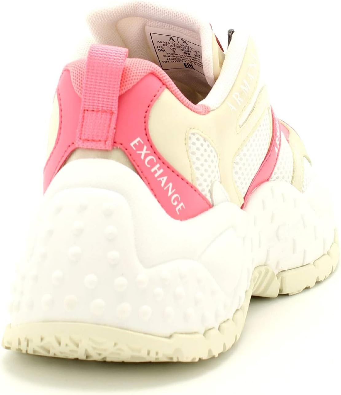 Armani Exchange Women's Vedder Microsuede Clean Essential Look, Sand/Watermelon, 9.5