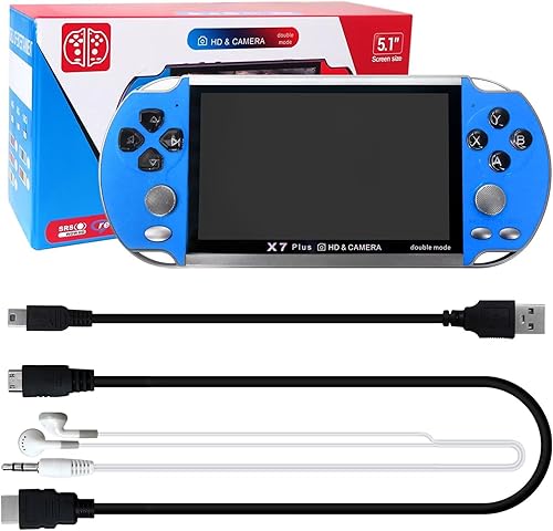 Miniatura 9 de X7 Plus Retro Portable Mini Handheld Video Game Console 8-Bit 5.1 Inch LCD for Ki-ds Game Player Built-in 10000 Games - Blue