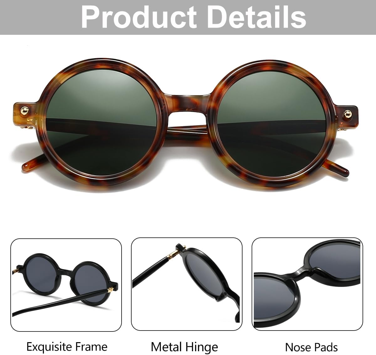 JOVAKIT Polarized Retro Round Sunglasses for Women Men Vintage Trendy Oversized Circle Sun Glasses UV400 Protection - Image 6