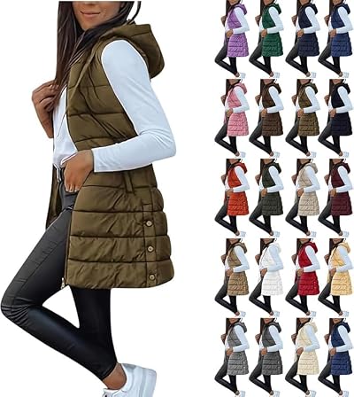 Puffer Vest Women Winter Warm Long Sleeveless Jackets With Pockets Lightweight Zip Up Puffy Winter Outerwear Coat 2026