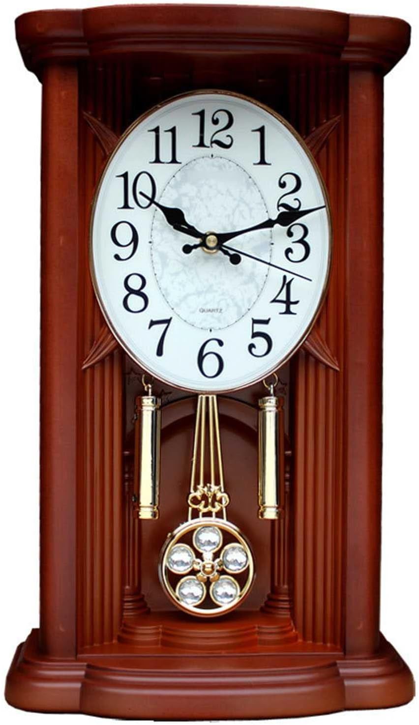 Vintage Mantel Clocks, Retro Table Clock Can Be Placed or Hung Fireplace Clock with Chime Battery Operated Mantle Clocks for Living Room Office