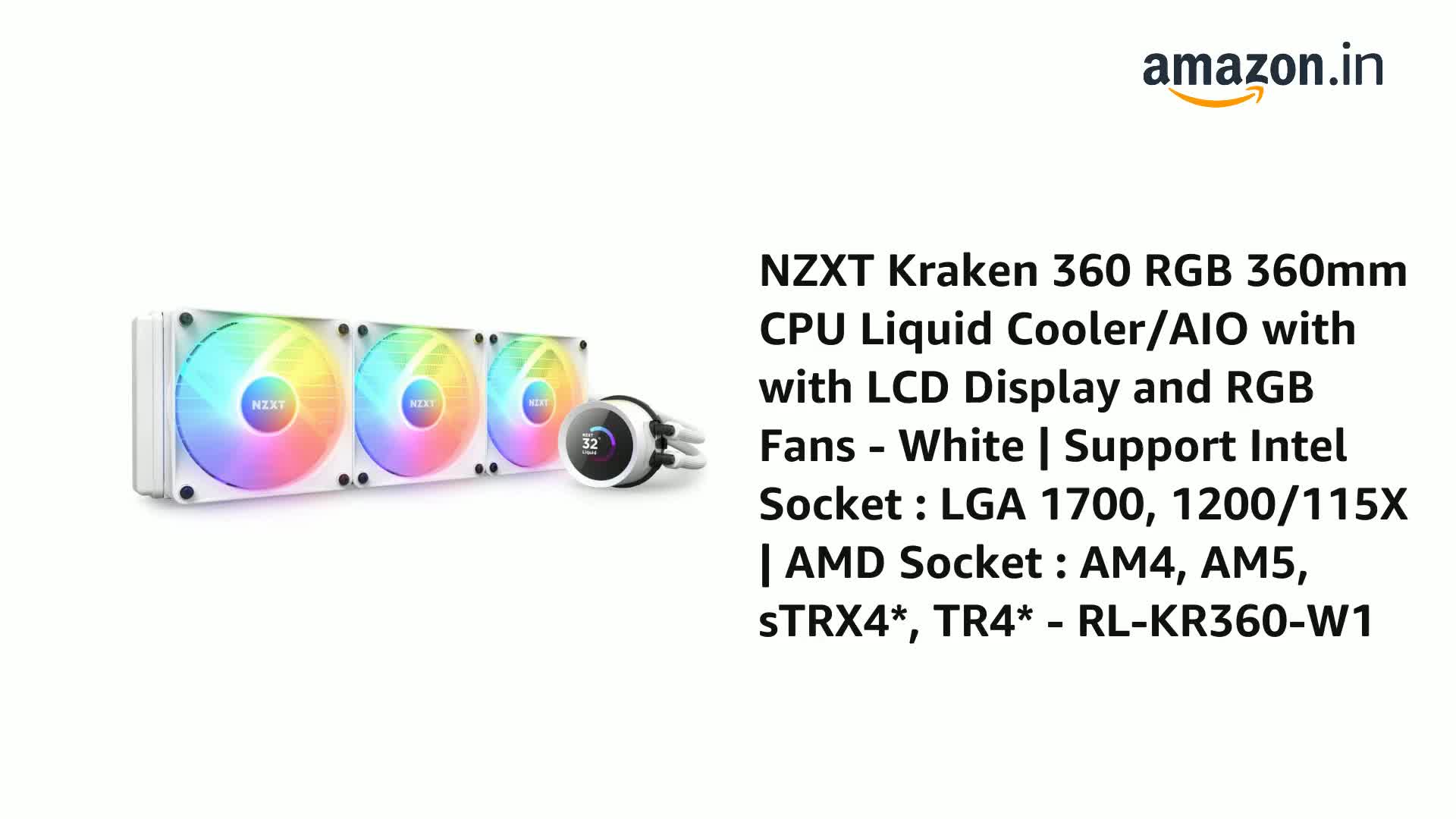 NZXT Kraken 360 RGB 360mm CPU Liquid Cooler/AIO with with LCD