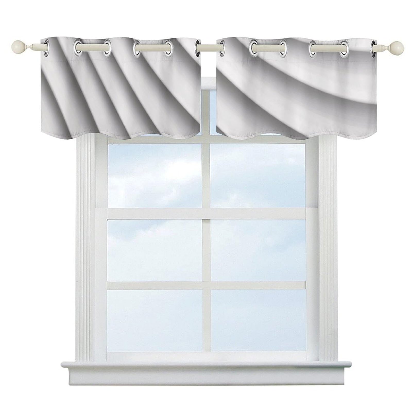 Rideaux occultants à lignes blanches 132x45 cm lot de 2 pour petite fenêtre de cuisine