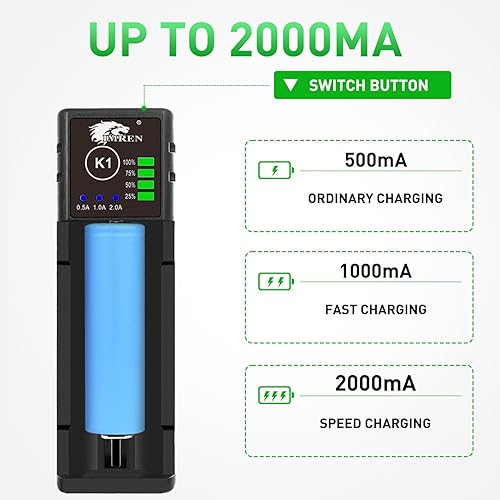 Miniatura 4 de IMREN Cargador de Batería 18650 de Una Sola Ranura, Cargador de Iones de Litio de 3.7V para Baterías 18650 18500 18350 20700 21700 26650