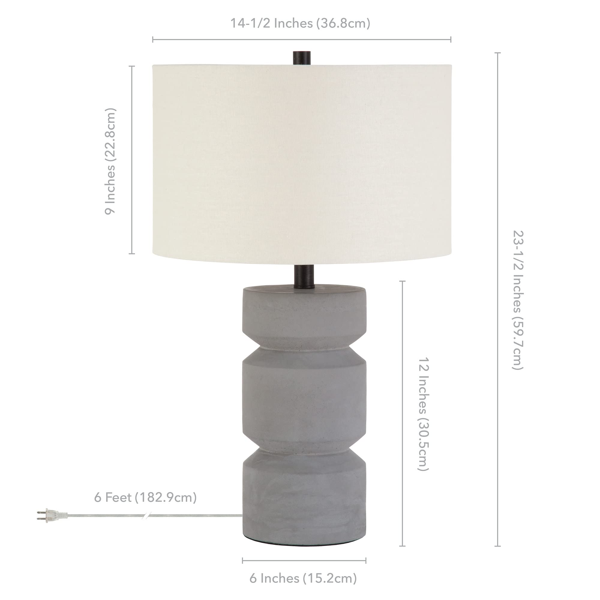 Reyna 23.5" Tall Table Lamp with Fabric Shade in Concrete/White