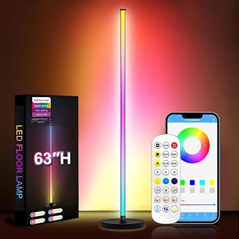 63H RGB Floor Lamp, LED Corner Lamp,16 Million DIY Colors, 68+ Scenes, Music Sync, App & Remote Control 1 Pack
