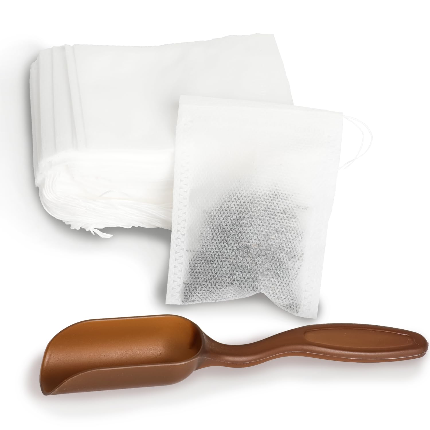 200Pcs Disposable Tea Filter Bags with Scoop & Drawstring, Perfect for Loose Leaf Tea, Coffee, Herbal Powder or Fruit Tea Infusion (2.75 x 3.54 Inch)