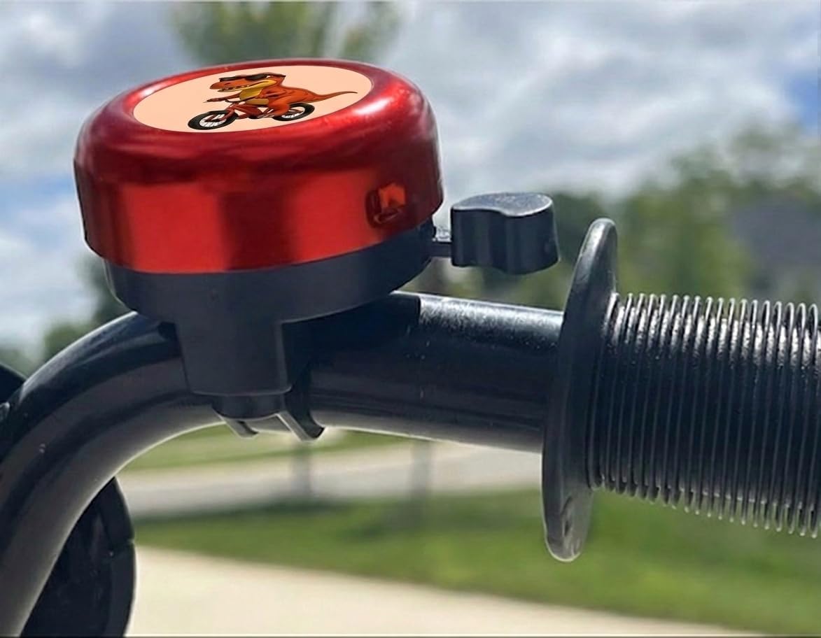 Kids Bike Bell Collection with Dinosaur and Unicorn Designs, Colorful Metal Construction, Easy Mount Bicycle Accessories for Children image 5