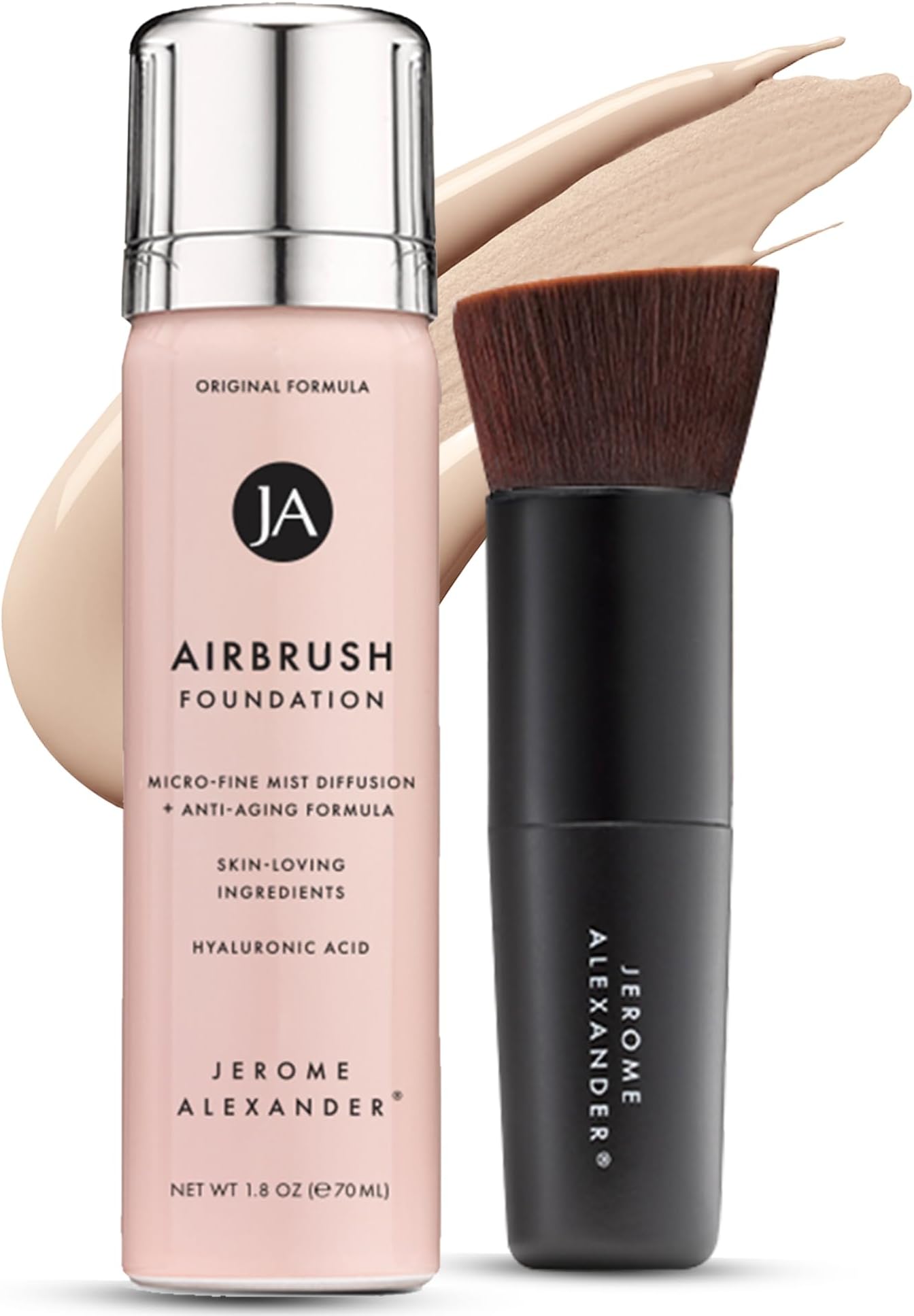 MagicMinerals AirBrush Foundation – 2pc Set with Airbrush Foundation and Kabuki Brush - Spray Makeup with Anti-aging Ingredients for Smooth Radiant Skin (Fair)