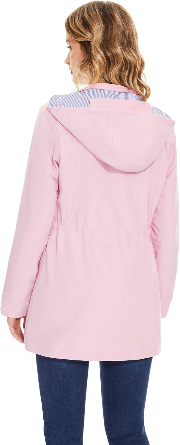 BBX Lephsnt Rain Coats for Women Waterproof Rain Jacket Lightweight Windbreaker Outdoor Hooded Trench Coat - Image 3