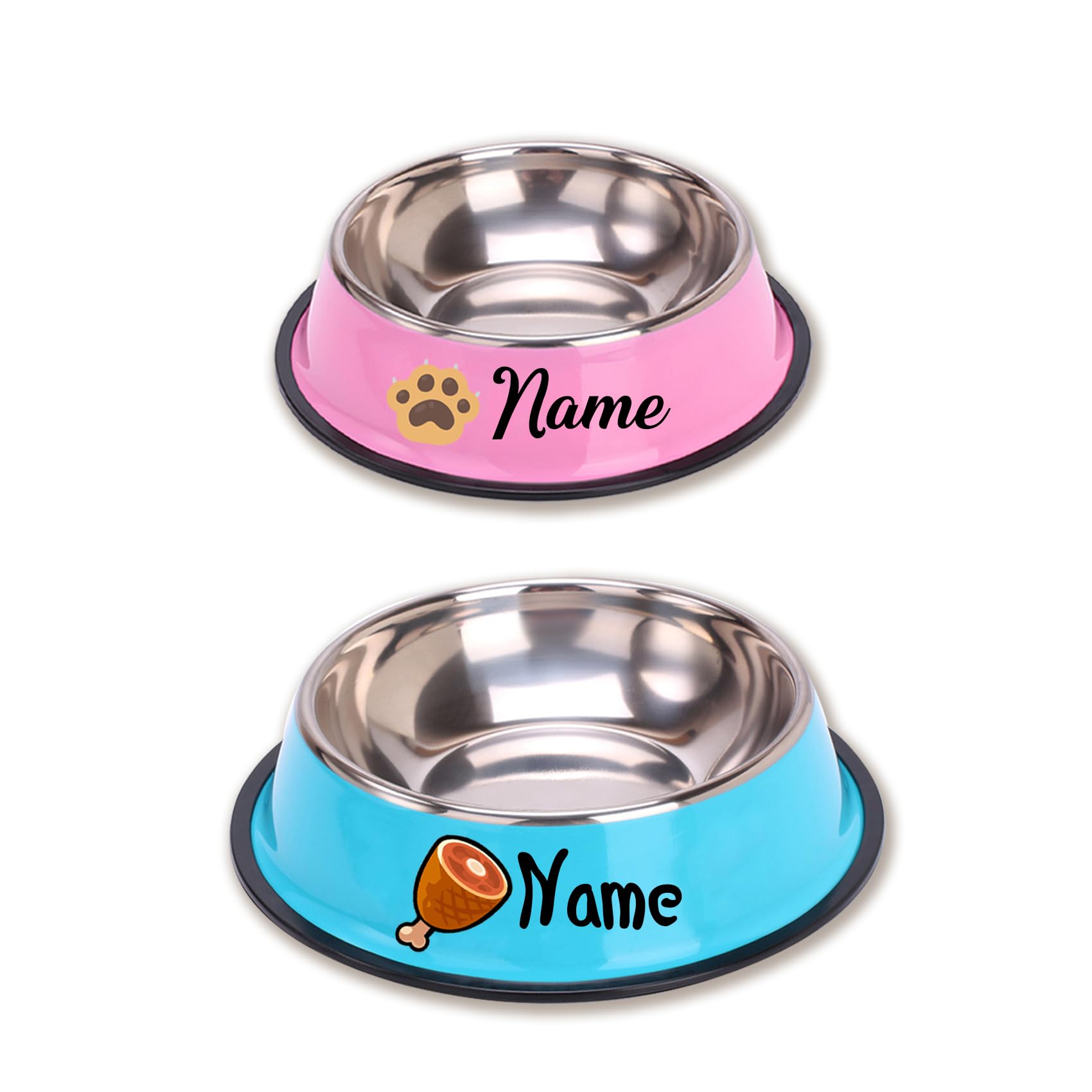 Personalised Dog Bowl Stainless Steel, Custom Pet Bowl with Name, Non Slip Metal Food & Water Bowl for Dogs & Cats, Durable Easy Clean Puppy Feeding Bowl for Small Medium Large Pets