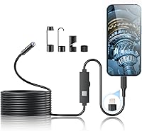 Vista 9 de Cámara endoscópica con luz, herramientas de boroscopio de 1920P HD con 8 luces LED ajustables, endoscopio con cámara de serpiente semirrígida