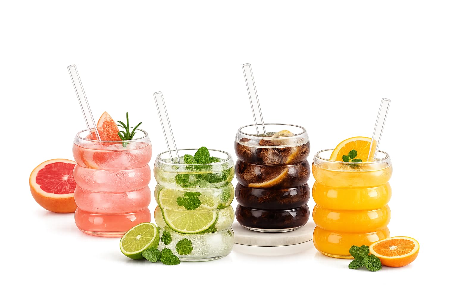 Matcha Glass Tumbler with Straw - Bubble Glass -2