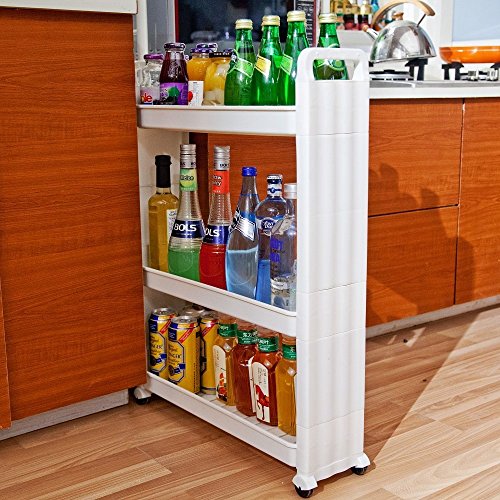 Buy BAOYOUNI Slim Rolling Cart Between Washer Dryer Storage