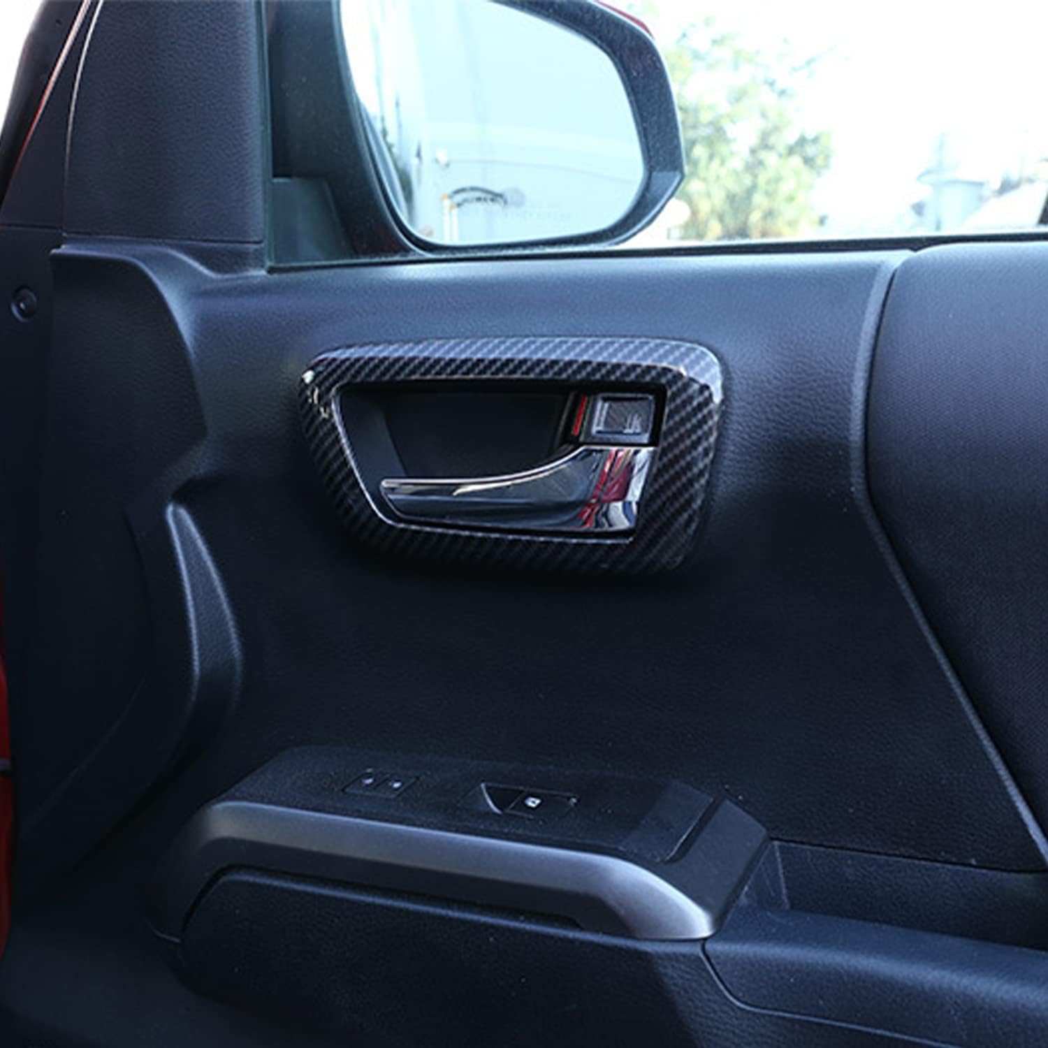 Door Handle Panel Cover Trim for Toyota Tacoma 2016 2017 2018 2019 2020 2021 2022 2023 Carbon Fiber Pattern Interior Decoration Car Accessories 4PCS