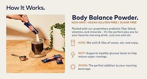 Miniatura 5 de Sweetkick, El polvo de equilibrio corporal apoya los niveles de glucosa, reduce los antojos de azúcar, mejora la energía, prebióticos, fibra,