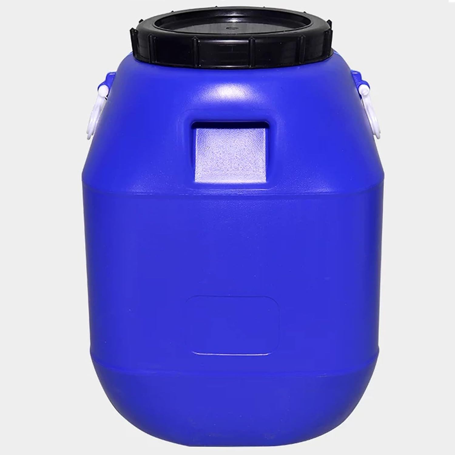 JKGHK Plastic Water Storage Barrel with Dual-Layer Lid, Food Gradem Grains Drum | Outdoor Plastic Drum Sealed Container with Handles, rain water barrel Fermentation/Shipping/Storage(White,50L)