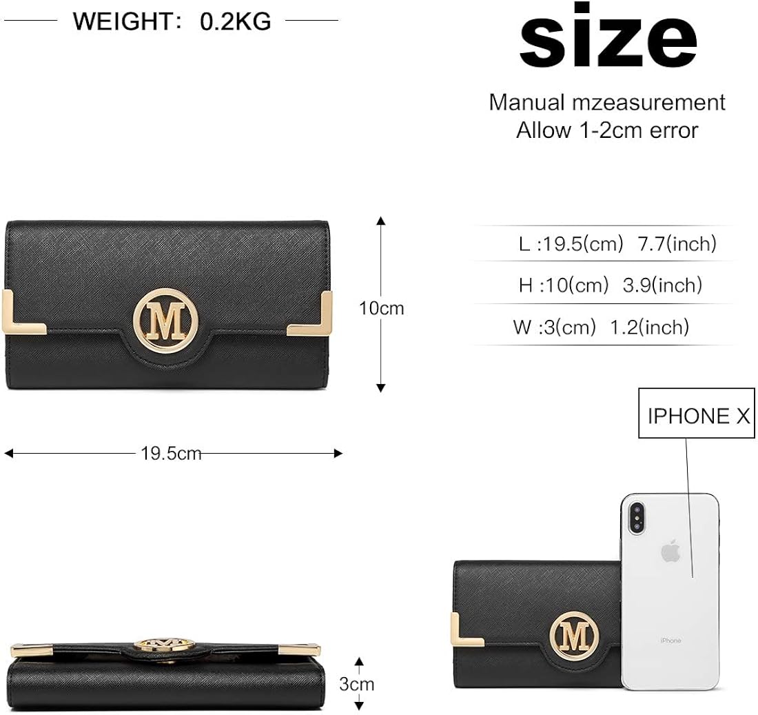 Miss Lulu Purses for Women Long Wallet Ladies Zipper Pocket Multiple Card Slots PU Leather with Metal Buckle - Image 5