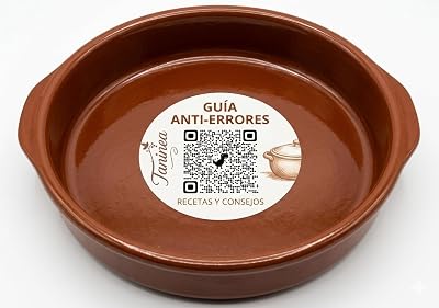 Cazuela de barro esmaltada 38 cm con asas