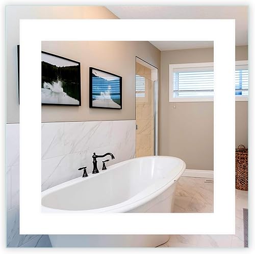 Mirrors & Marble Espejo de pared LED pequeño  Espejo rectangular iluminado frontal para baño, dormitorio o ducha, antivaho y montado en la pared,