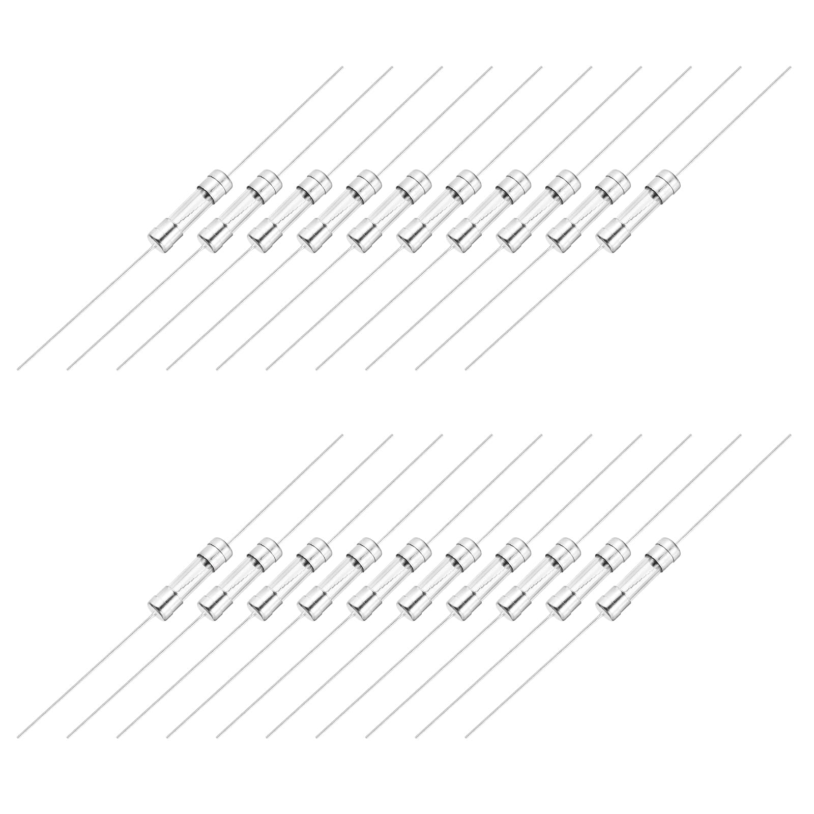 sourcing map 20pcs Glass Cartridge Tube Fuses, Axially Lead Fuse 5 x 20 mm 4A 250V Cartridge Resistor Insurance Fusible Cutout for Replacing or Repairing Many Home Electronics (T 4A)
