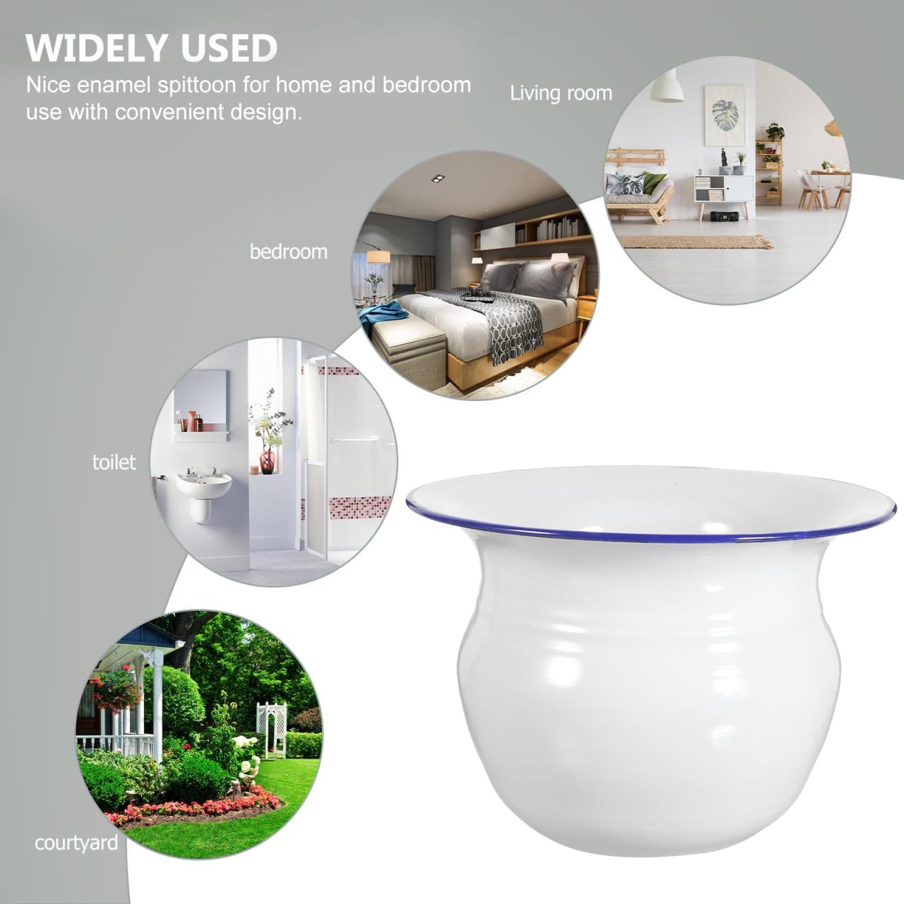 DOITOOL Chamber Pot: Bedroom Enamel Urinal Bottle Urine Pots Potty Urinal Bucket Portable Toilet Spittoon for Adults Home Camping Car Travel