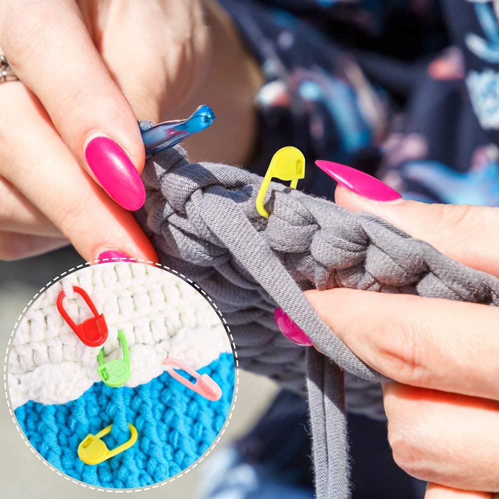 PRANSUNITA Pony Crochet Locking Stitch Markers Needle for Knitting 25 pcs 1