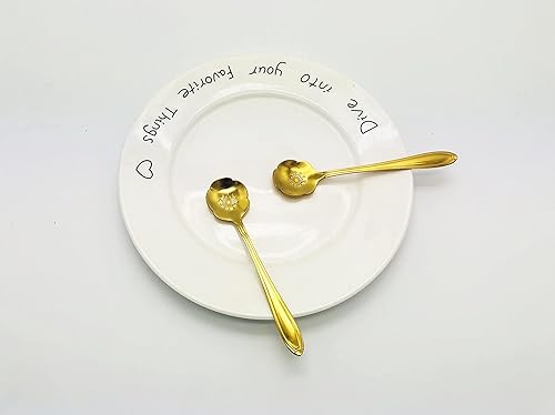 Miniatura 3 de Cuchara de flores de acero inoxidable de 10 piezas, cucharas creativas de postre doradas, cucharas de café, agitadores de café, cuchara de té,