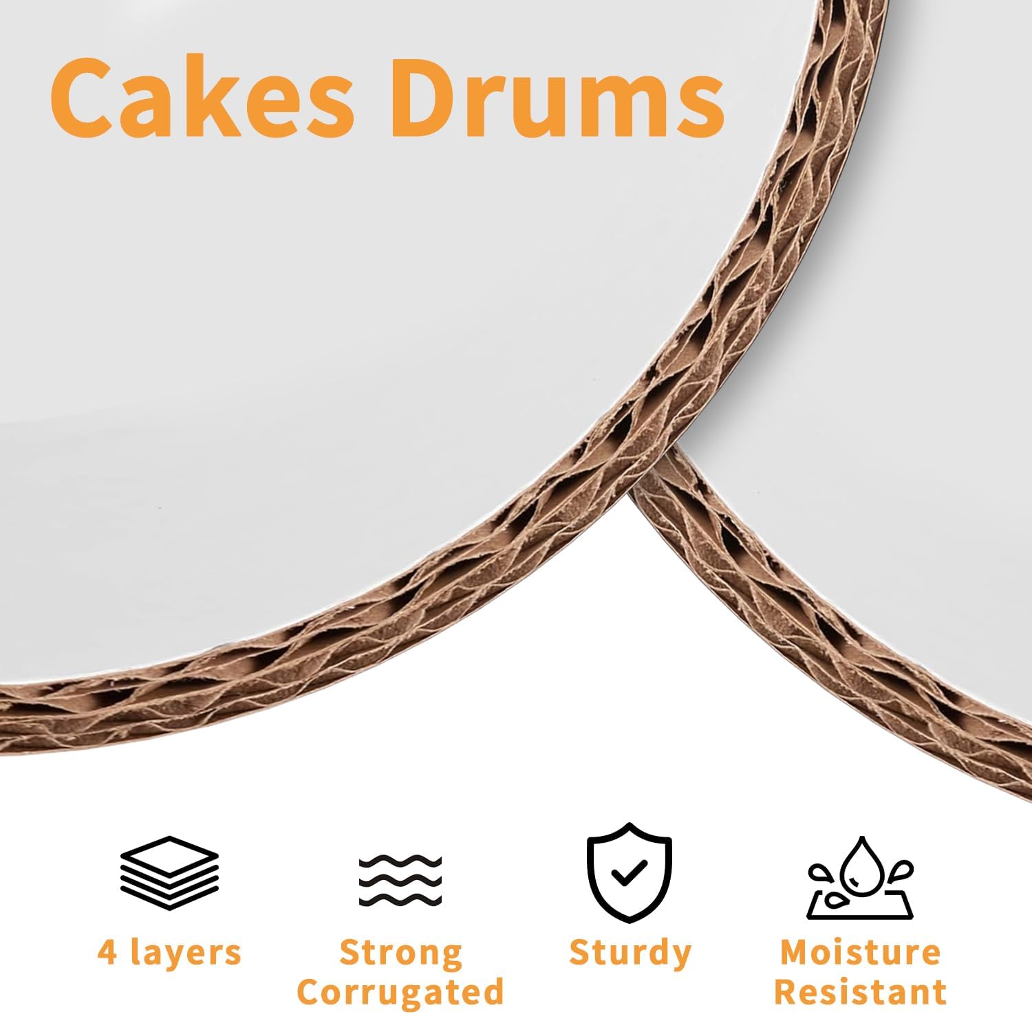 10pcs 16inch Food Grade Cake Rounds,1/2" Thick Cake Base Sturdy Multiple Layers of Corrugated Cardboard for Heavy or Multi Layer Cakes, Pastry, Display (16inch/10pcs)