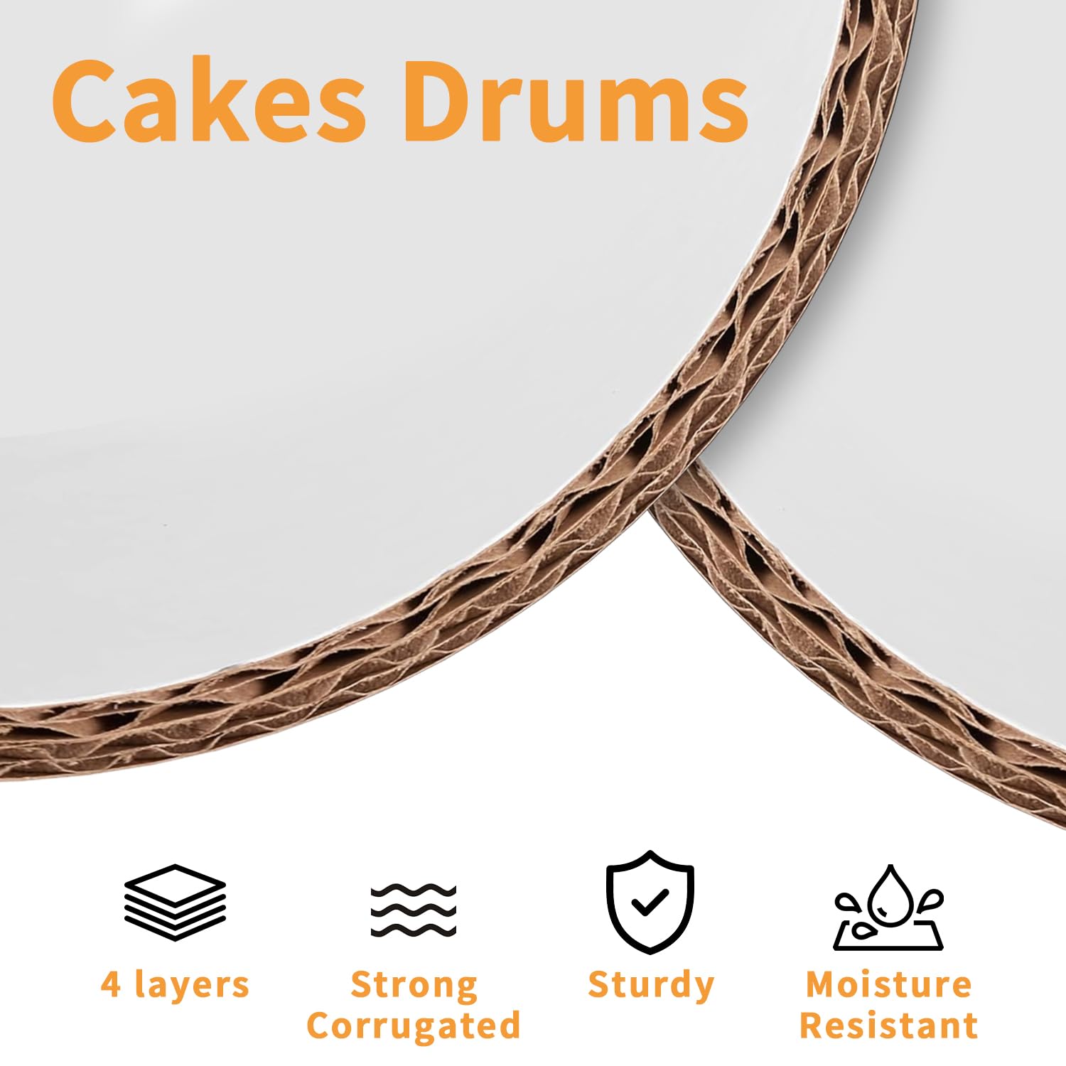 12 Inches White Round Sturdy Cake Board Drums for Displaying Cakes, 1/2 Inch Thick Decorating Supplies White 10-Packs Sturdy Corrugated Cardboard Base, Base para Pastel (12inch/10pcs)