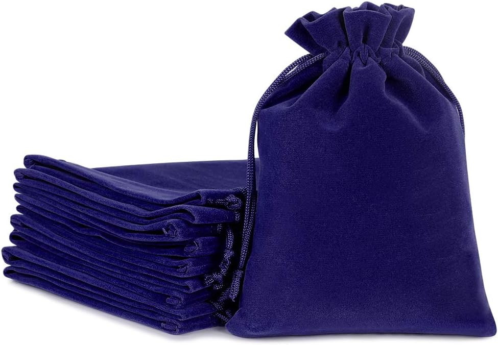 Lucky Monet 25/50/100PCS Velvet Drawstring Bags Jewelry Pouches for Christmas Birthday Party Wedding Favors Gift Candy Headphones Art and DIY Craft (50Pcs, Royal Blue, 5” x 7”)