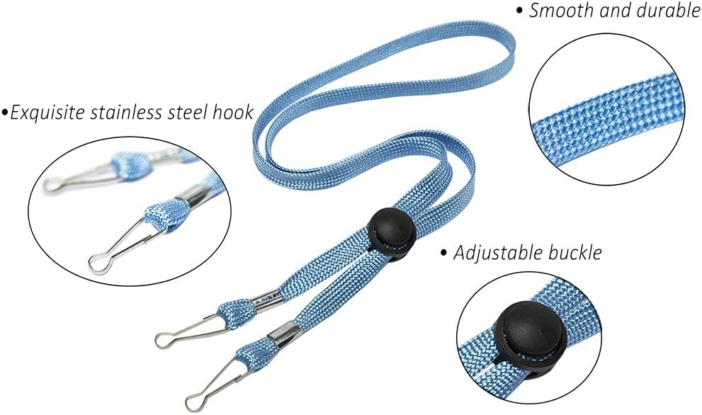 5 Pack - Adjustable Length Face mask Lanyard for Kids - Handy Convenient Safety Holder & Hanger child - Comfortable Around The Neck Face Rest - Easy On Off(Multi Color)