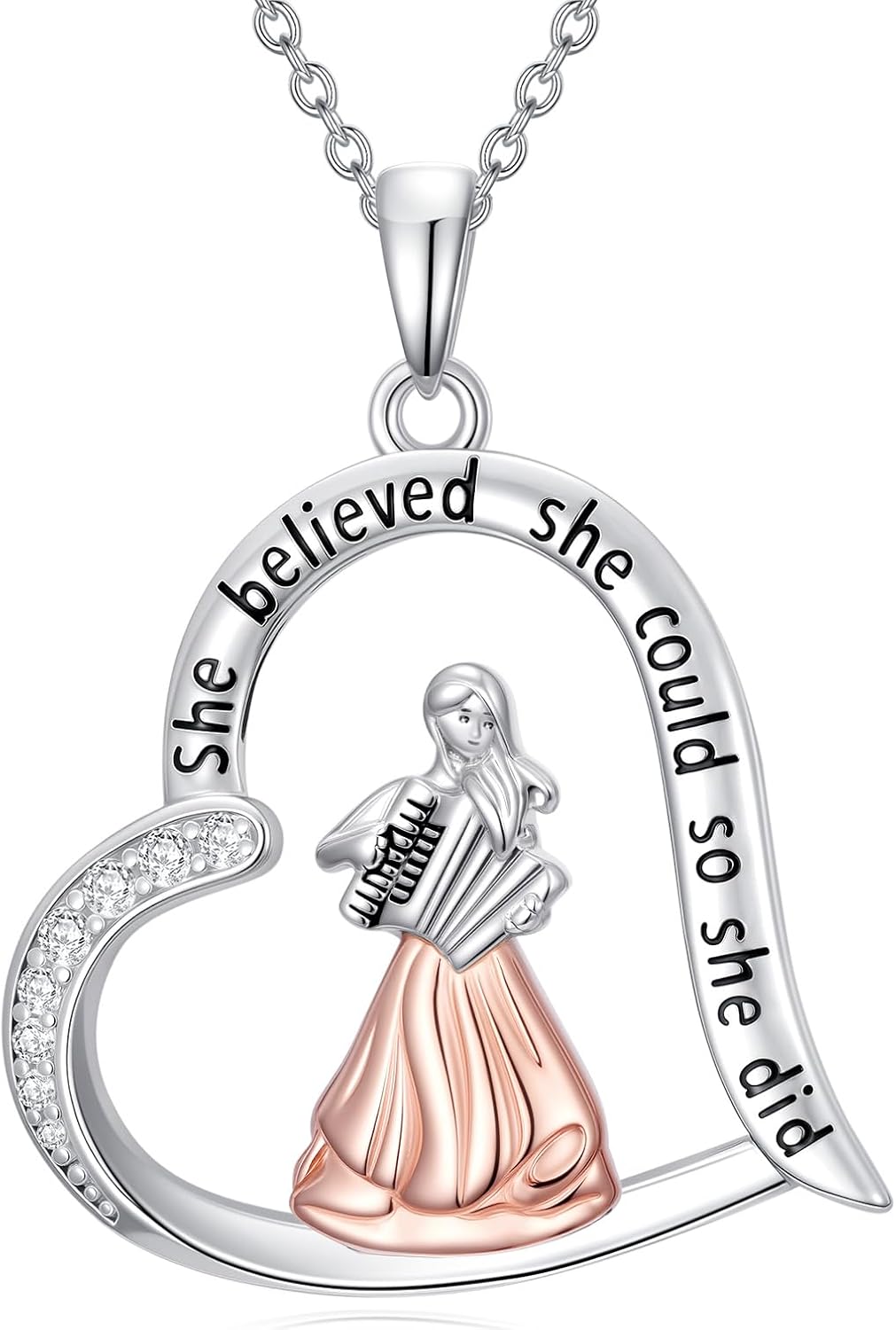 YYB Ballet/Violin/Cello/Flute/Piano/Saxophone/Accordion/Harp Necklace for Women 925 Sterling Silver Ballet Instrument Pendant Jewelry Music Lover Valentines Day Gifts for Women