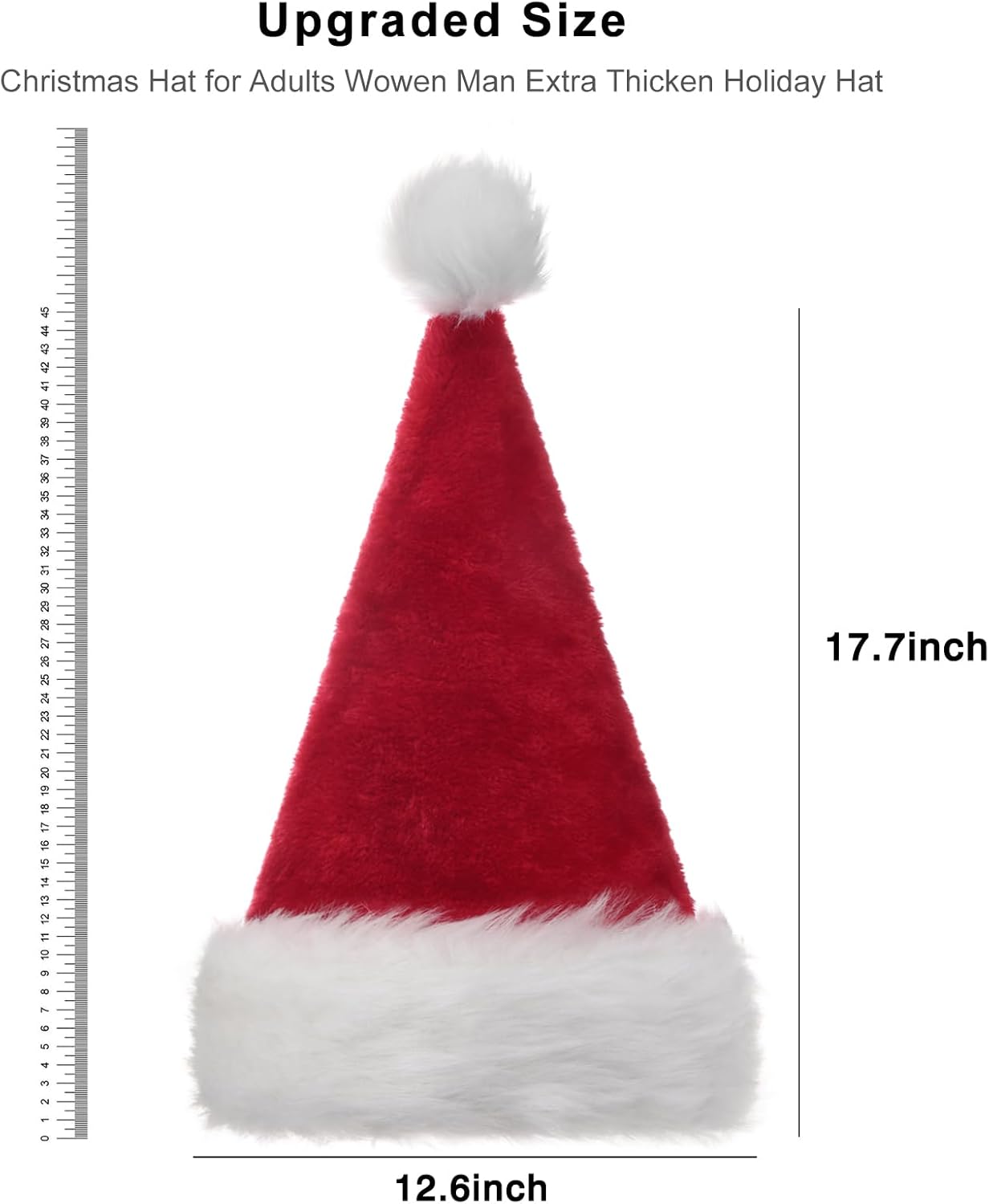 B-Land Unisex-Adult's Santa Hat, Christmas Hats for Adults Women Men Extra Thicken Xmas Holiday Hat with Comfort Liner