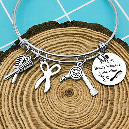 Hair Stylist Bracelet Hairdresser Jewelry for Hairstylist Gift She Left Beauty Wherever She Went Bangle Hairstylist Cosmetology Graduation Birthday Gift for Her Women Friends Hairdresser3