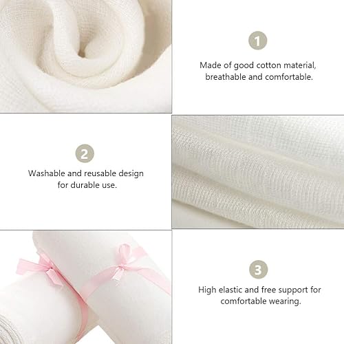 Miniatura 2 de EXCEART 2 rollos de cintura posparto, gasa de algodón, transpirable, maternidad, embarazo, recuperación del vientre, para mujeres y niñas,