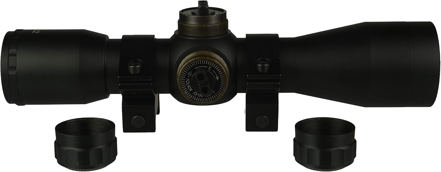 TWP 4x32 Compact Hunting Crossbow Archery Scope, Multiple Range Reticle, 1" Tube and Mid-Height Weaver Ring Mount