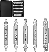 5-Pc HSS Screw Extractor Set #0-#4: Remove Stripped, Rusted, Broken Bolts & Screws Easily - DIY Repair Tool Kit