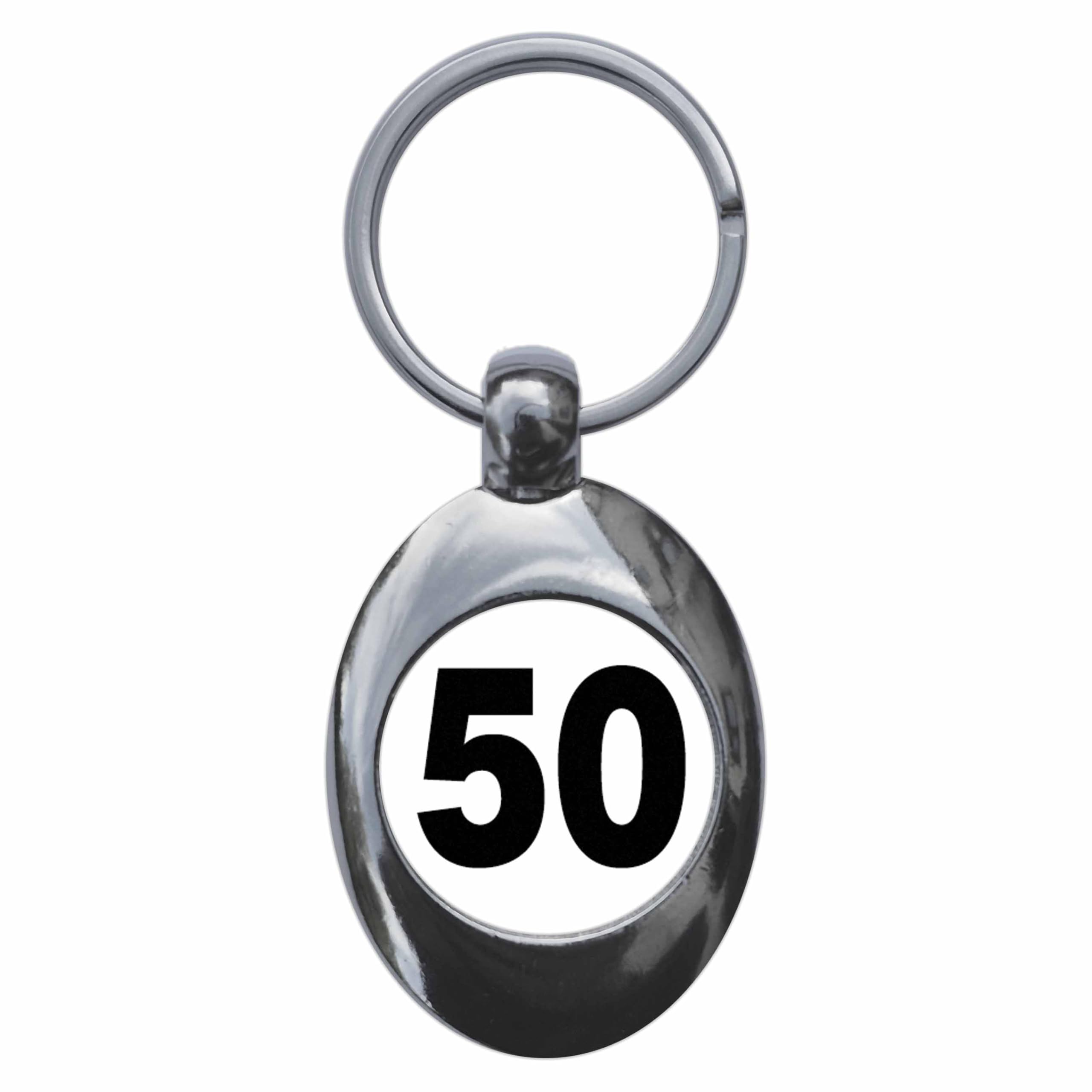 Ozorath Plain Number 50 Fifty Keyring Keychain Key Ring Chain With Trolley Coin