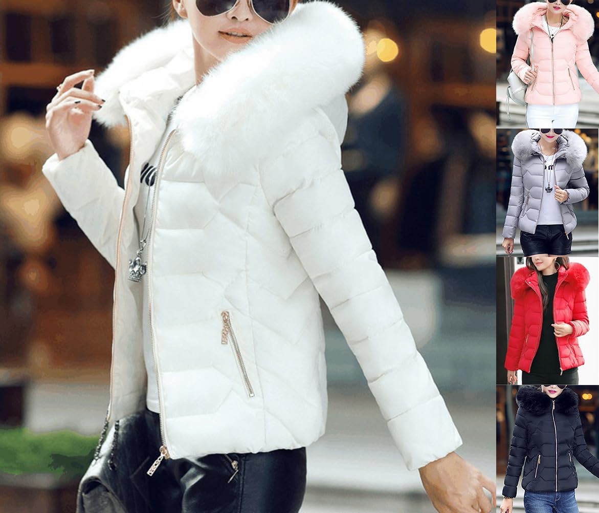 Onsoyours Piumino Invernale da Donna Leggero Caldo Giacca Trapuntato Antivento Giubbotto Corto Slim Fit Maniche Lungo Giacca Parka Piumini Cappotto con Cappuccio