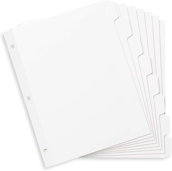 Blue Summit 3 Ring Binder Dividers with Reinforced Edge, 1