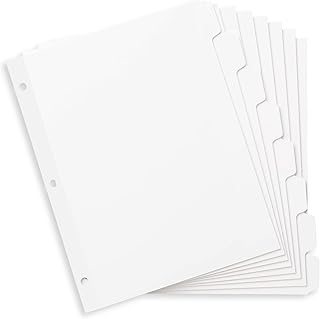 Blue Summit Supplies 3 Ring Binder Dividers with Reinforced Edge, 1/8 Cut Tabs, Letter Size, 3 Hole Punch Section Index Di...