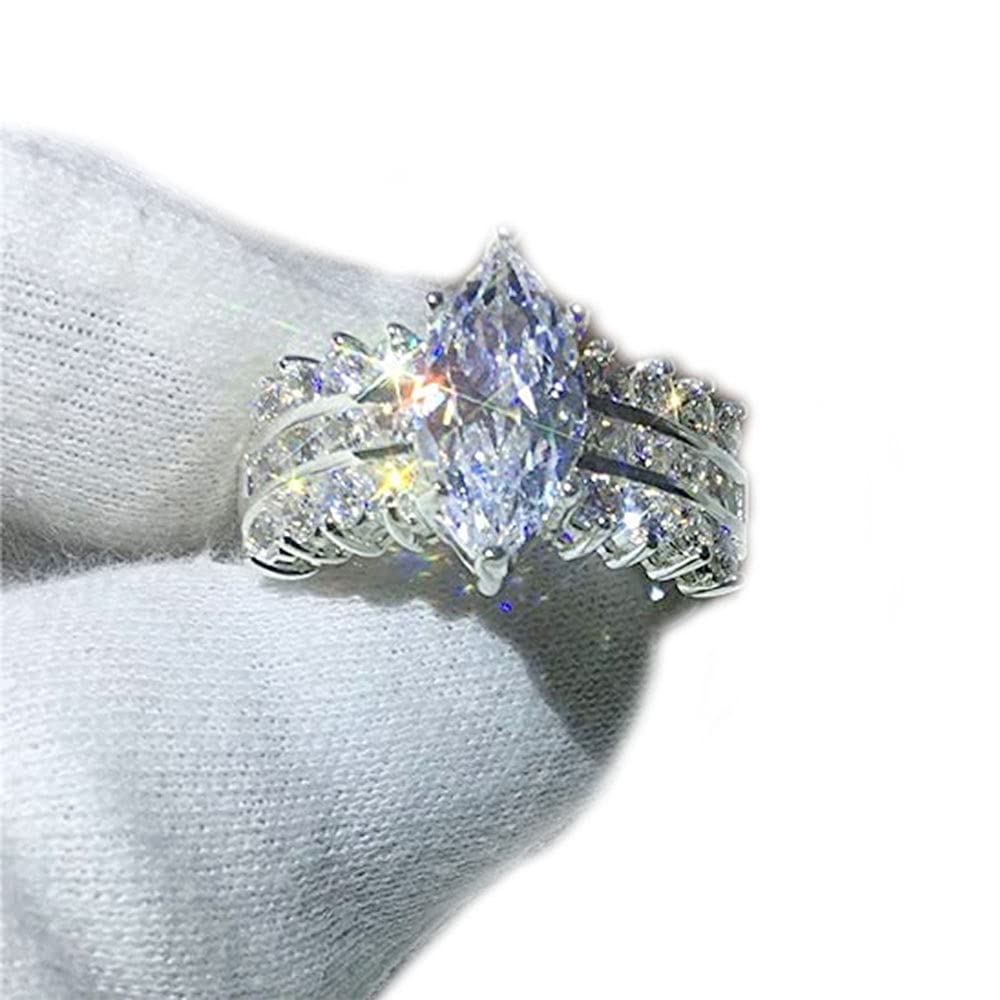 RinG★ ZX Luxury Jewelry Marquise Cut 5ct Diamond Cz 925 Sterling Silver