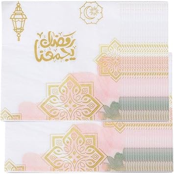 Ramadan Paper Napkins Eid Mubarak Muslim Napkins Ramadan Kareem Mubarak Party Decoration Supplies 40pcs