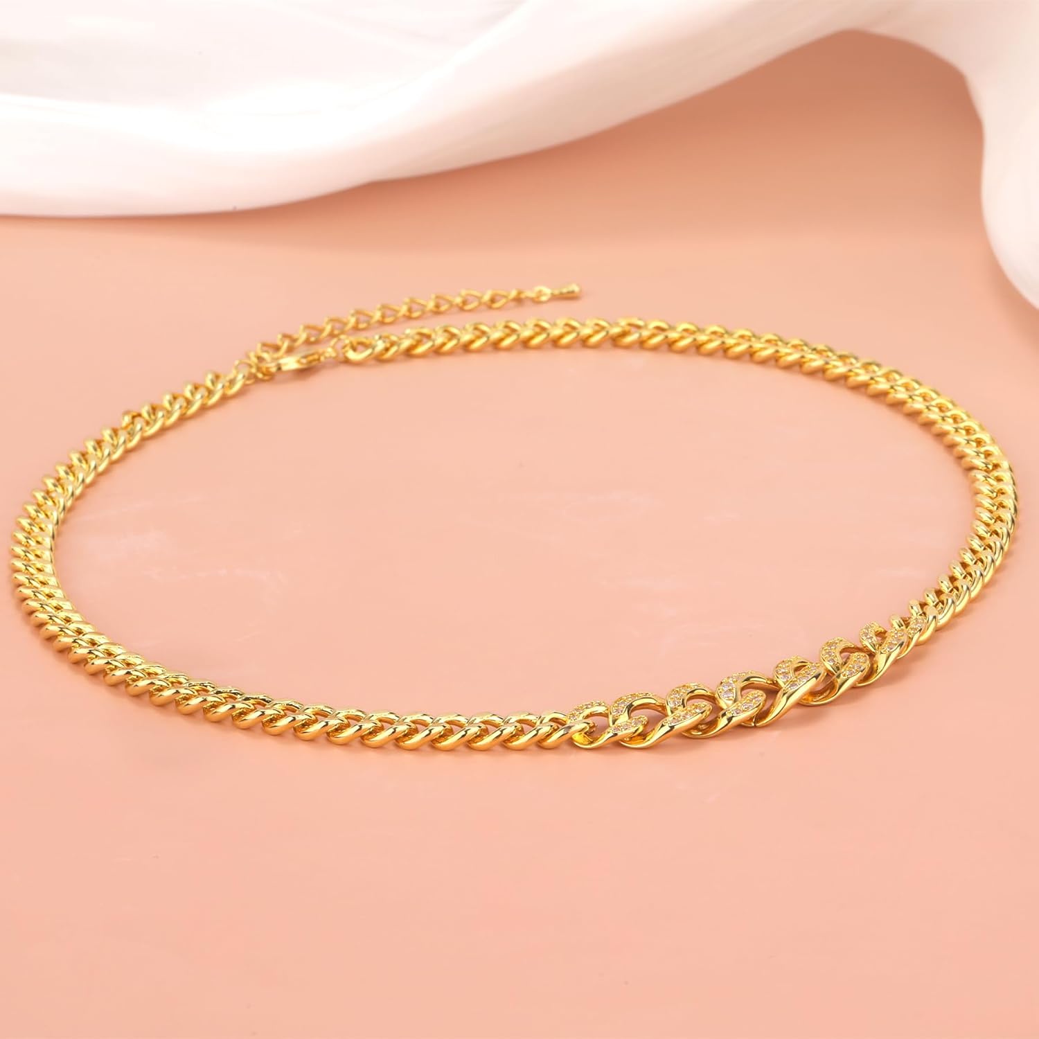 Gold Chunky Choker Necklace for Women 14K Gold Plated Butterfly Bow Pendant Necklace with Cubic Zirconia Ribbon Bow Knot Charm Cuban Chain Necklaces Adjustable Trendy Party Jewelry Gift for Women - Image 3