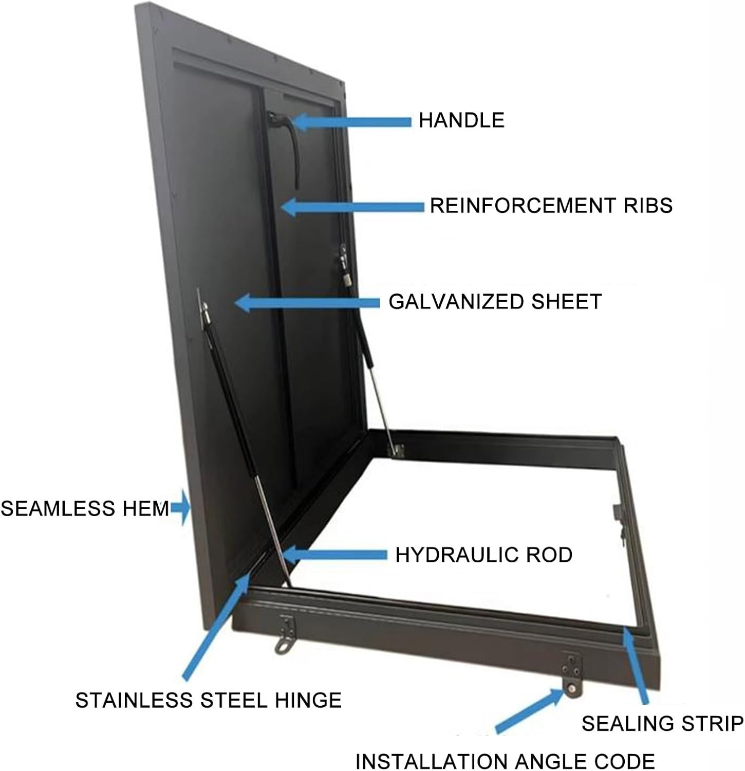 Roof Access Hatch Security Door, Galvanized Powder Coated Steel Roof Hatch, for Residential Buildings, Commercial Buildings, Industrial Plants, Maintenance Hatch(75 * 75cm/29.5 * 29.5in)