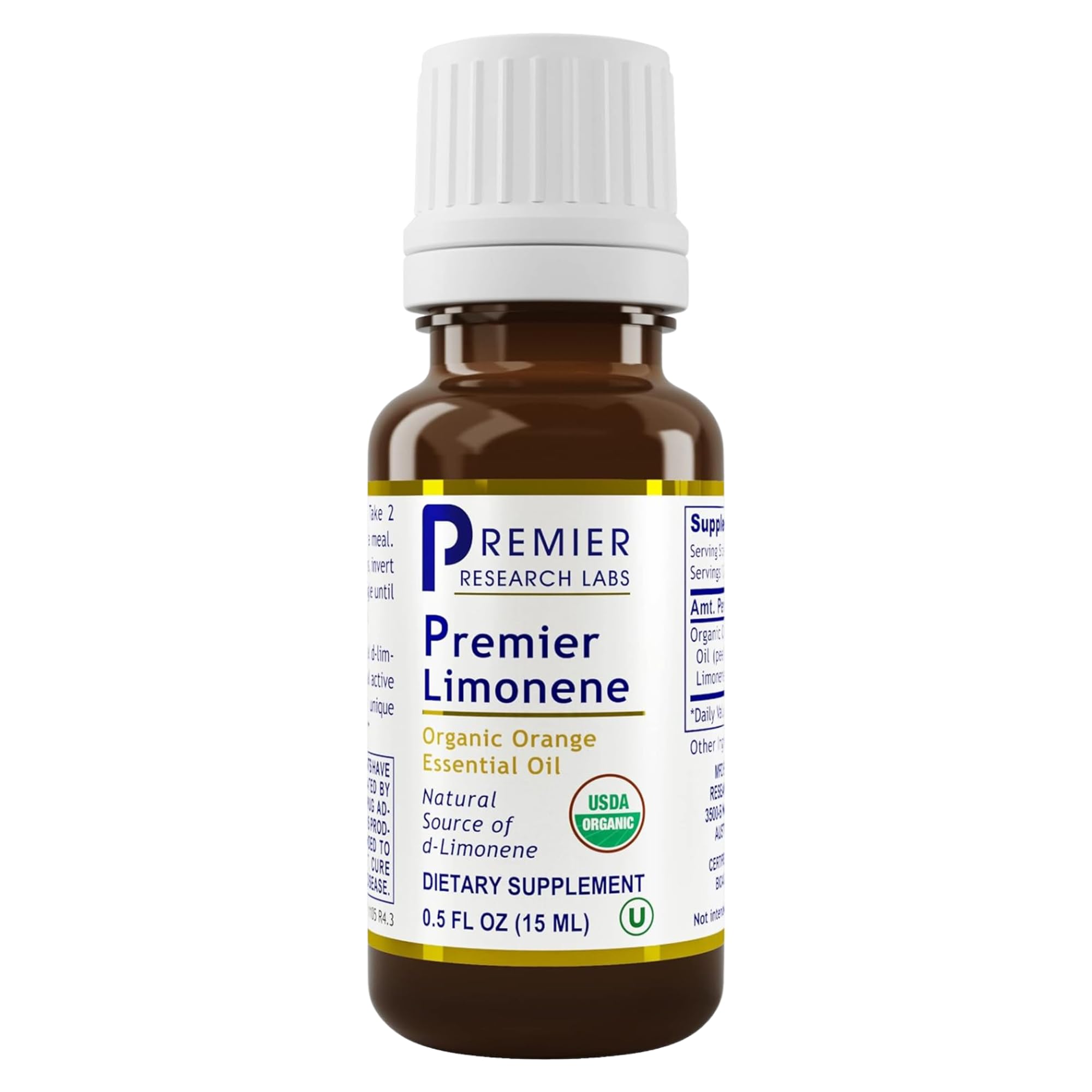 Sponsored Ad - Premier Research Labs Premier Limonene - Limonene Oil is an Organic D-Limonene Supplement from Orange Peel Extract, Orange Essential Oil 90% Pure Limonene - 0.5 Oz (300 Servings)